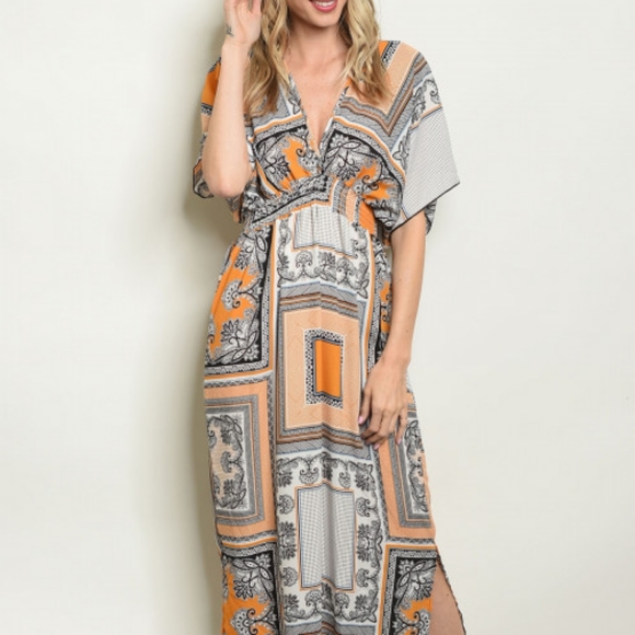 Mustard print dress - Picture 2 of 4